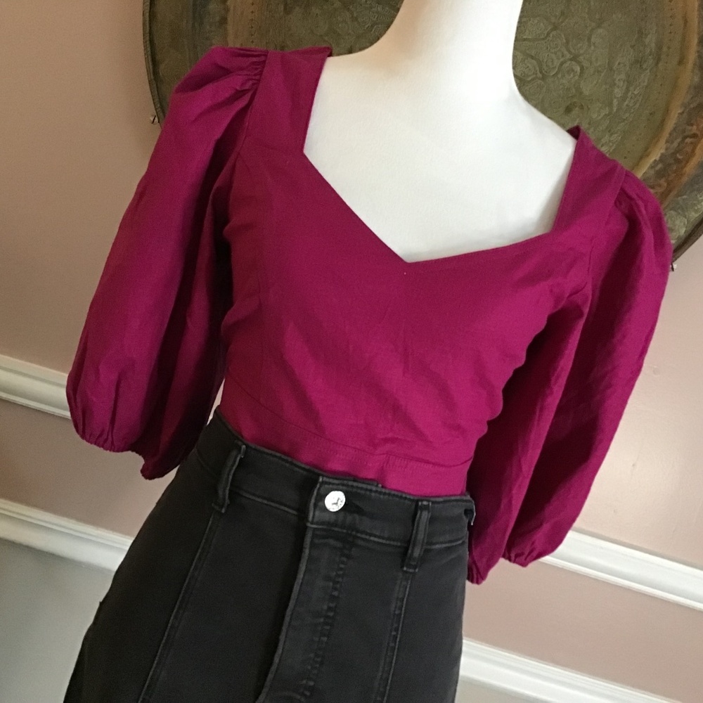 Express sweetheart ballon sleeve top